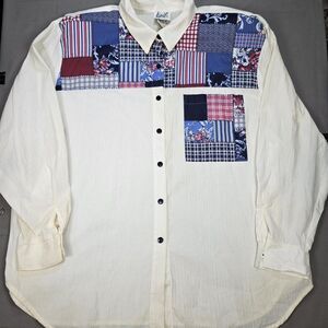 Vintage Tap & Co Size 18 Floral Color Block 80’s Button Down Shirt Shoulder Pads